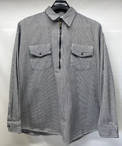 BERNA SH92HS MAGLIONE UOMO 2XL HICKORY RIGHE 1/2 ZIP DENIM FERROVIA CAMICIA - Foto 1 di 8