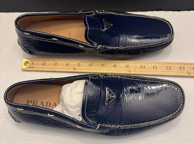 New Prada Leather Loafer Shoes Made In Italy Size 11 No Box Never Worn Navy Blu - Image 1 of 4