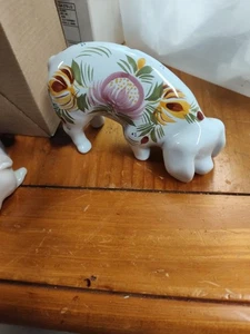 Vintage HB Henriot Quimper bretonische Keramik Schwein Schweinchen Figur Floral F 395 D FR 5" L - Bild 1 von 6