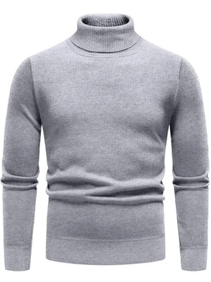 Mens Turtleneck Long Sleeve Knitted Shirt SlimFit Ribbed Turtle Neck Men Sweater - Image 1 of 4