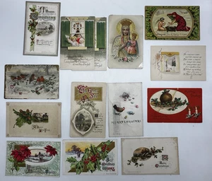 Konvolut 14 antike Weihnachtspostkarten - Winsch & Co. Chromolithographien, 1900er - Bild 1 von 11