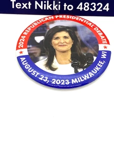 Nikki Haley 3" Official President Campaign Button 2024 and Unused Bumper Sticker - Picture 1 of 7