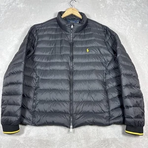 Polo Ralph Lauren Men's 2XB Colden Packable Quilted Jacket Black Yellow Pony - Picture 1 of 12