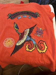 Shanghai Tang Youths ?Wms Short Sleeve Tee Orange Sequins Phoenix Size LGE ? - Picture 1 of 8