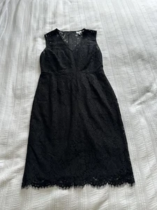 Jigsaw Black Lace Sleeveless Knee Length Occasion Dress Size 14 Lined - Picture 1 of 18