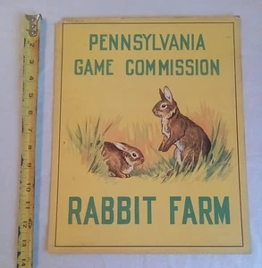Vintage 1950 Pennsylvania PA Game Commission RABBIT FARM Original Cardboard Sign - Picture 1 of 9