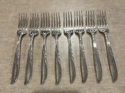 Тарелка Oneida Community Tudor винтажная роза цветочный лот из 8 обеденных вилок - Изображение 1 из 4