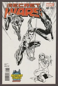 SECRET WARS #1 (2015) Midtown Comics B&W Exclusive / NEAR PERFECT COPY (9.8) - Picture 1 of 2