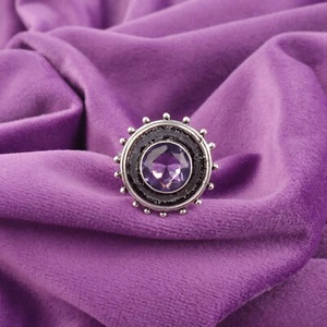 Elegante anillo de plata esterlina 925 con banda étnica de moda de iolita natural talla de todas las tallas - Imagen 1 de 6