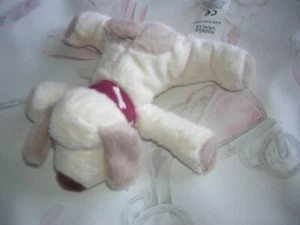 MARKS AND SPENCER TINY DOG BURGUNDY BONE COLLAR SOFT TOY - Picture 1 of 2