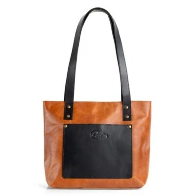 NUEVO Bolso de Mano Tawny, Marrón, Negro Grano Superior Cuero, Cuero Genuino Foto 1 de 4