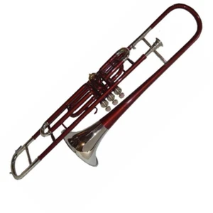 Handmade Valve Trombone Bb Red Lacquered+Nickel Plated With Hard Case+Mouthpiece - Picture 1 of 5