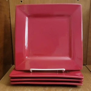 Ciroa RED Square Salad plate set of 4, 7 1/4", Stoneware, Excellent - Picture 1 of 10