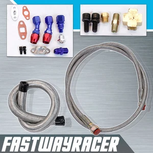 Universal Turbo Oil Line Kit Oil Feed Line Oil Return Line 4AN 10AN 1/8 NPT T04E - Foto 1 di 1