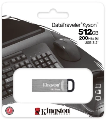 Kingston 512GB  Kyson Flash Pen Thumb Drive Memory Stick USB 3.2, 200MB/s UK - Image 1 of 4