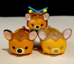 Disney Tsum Tsum BAMBI 2 LARGE &1 MEDIUM Vinyl Figures W/BEE Hat Bambi & Friends - Picture 1 of 12
