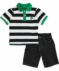 U.S. Polo Assn. Little Boys' "Spencer" 2-Piece Outfit, Kelly Green, 4 - Picture 1 of 1