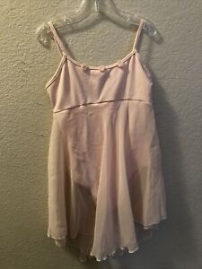 Gilda Marx Pink Rosette Trim Cami Dance Dress Leotard Child Size 8/10 New