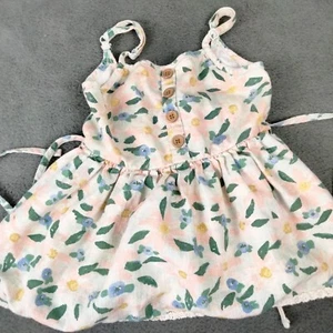 Sweet Honey Dress Girls 5Y Linen Blend Lined Tie Back Cottagecore Dainty Crochet - Picture 1 of 10