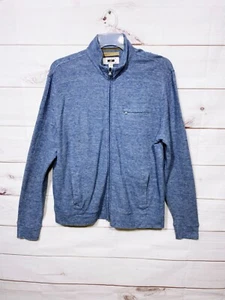 Joseph Abboud Mens Sweater Size XL Blue Full Zip Pockets Elbow Patches - Picture 1 of 8