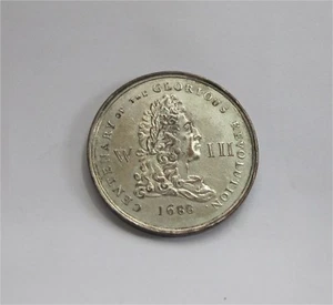 British Medallic Penny 1688-1788 Antique Silver plated George III Rare DH #186 A - Picture 1 of 9