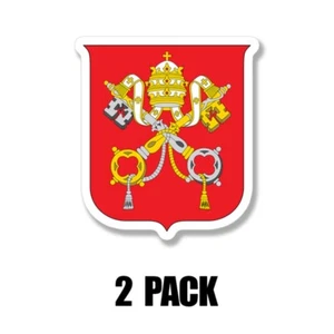 Escudo de armas de la Ciudad del Vaticano PEGATINA vinilo troquelado bandera del Papa calcomanía 4 pulgadas 2 paquetes - Imagen 1 de 4