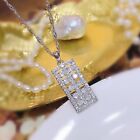Women Fashion Cubic Zircon 925 Silver Plated Necklace Pendant Engagement Jewelry