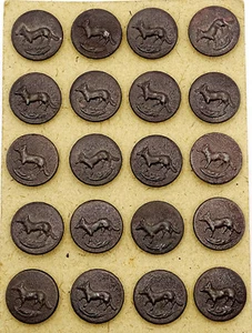 Vénerie- Lot 20 Boutons de gilet d'Équipage. Renard. France. 17 mm - Imagen 1 de 2