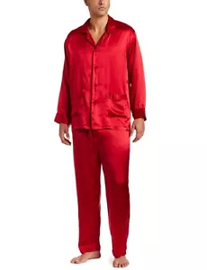 ENSEMBLE PYJAMA HOMME INTIMO LUXE SOIE ROUGE TAILLE S, L, XL, NEUF AVEC ÉTIQUETTE - Photo 1/4