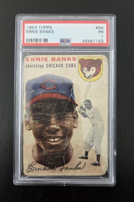 1954 Topps PSA 1 Ernie Banks novato radiocontrol novato Chicago Cubs #94 Foto 1 de 4