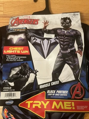 Marvel Avengers LIGHT UP Black Panther child costume size Large 12-14 Halloween - Image 1 of 4