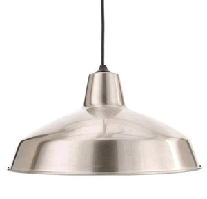 3x Lot Hampton Bay 1-Light Brushed Nickel Steel Hanging Barn Light Warehouse - Picture 1 of 1