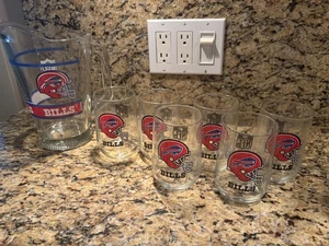 Buffalo Bills Man Cave Beer Pitcher, Heavy Weight + 6 glasses! Bills Mafia - Picture 1 of 9