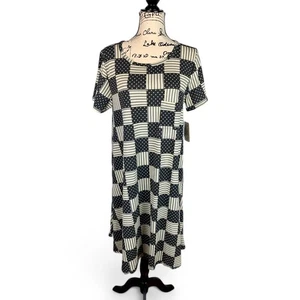 LuLaRoe Carly Dress Americana Monochrome Stars and Stripes Flag Womens Large - Picture 1 of 11