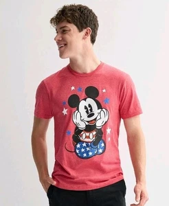 Mickey Mouse Men's size SMALL Red White & Blue Stars & Stripes Graphic Tee - Picture 1 of 10