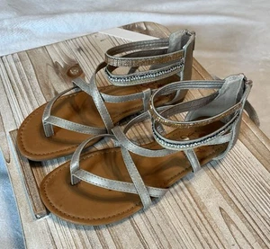 Jellypop Women’s Sz 8M Gold Beaded Gladiator Sandals Zip Back  - Picture 1 of 7