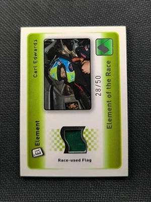 Carl Edwards 2009 Press Pass Element Of The Race Race Used Flag Green /50 - Image 1 of 2