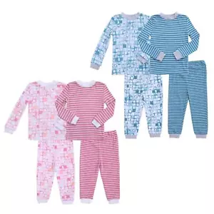 Pigiama Pigiama Doppio per Ragazzo e Ragazza Set 4 Pezzi Cotone - Rosa e Blu - Taglie - Foto 1 di 5