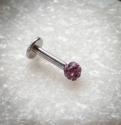 Internally Threaded Labret w/Ferido Crystal 3mm Gem Ball - CHOOSE YOUR COLOR - Image 1 of 4
