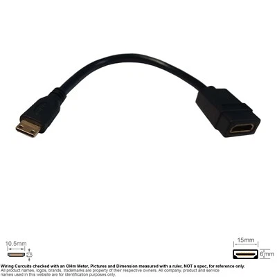 Adapter Video HDMI Mini Male HDMI Female 9" - Image 1 of 2