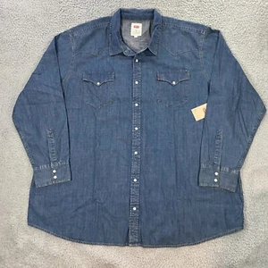 Levi's Denim Western Shirt Mens 4XLT Pearl Snap Blue Jean Cowboy Rancher NEW - Picture 1 of 10