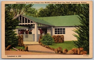 Vtg Greensburg Kansas KS Observation Hood Canopy Over Hand Dug Well Postcard - Picture 1 of 2