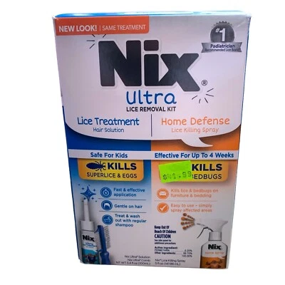 Kit de eliminación de piojos Nix Ultra, solución y peine para el cabello de 3,4 oz + spray de defensa para el hogar de 5 oz Foto 1 de 4