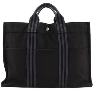 HERMES Tote Bag Fourre ToutMM Handbag black Cotton canvas unisex - Picture 1 of 12