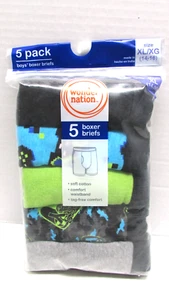 Boys Wonder Nation 5 Pk Red Gray Blue Cotton Boxer Briefs Underwear Sz XL 14-16 - Picture 1 of 2
