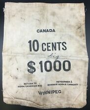 Vintage Canvas Money Bag-Royal Canadian Mint- Canada 10 Cents-$1000-Winnepeg MB