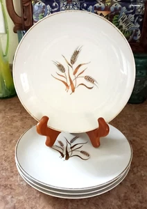 4 VTG FINE CHINA Golden Harvest 7.5 SALAD DESSERT PLATES Wheat RARE Japan TOWNE - Picture 1 of 13
