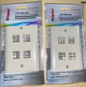 (Pack of 2) Legrand F3404-LA-V1 Light Almond 4-Port Wallplate New Legrand On-Q - Picture 1 of 2