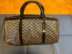 GOYARD Boston Bag Black Yellow Herringbone Pattern size  Authentic - Picture 1 of 12