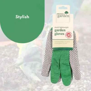Men's Lightweight Garden General Purpose Gloves Cotton Green Polka Dot Gardening - Picture 1 of 3